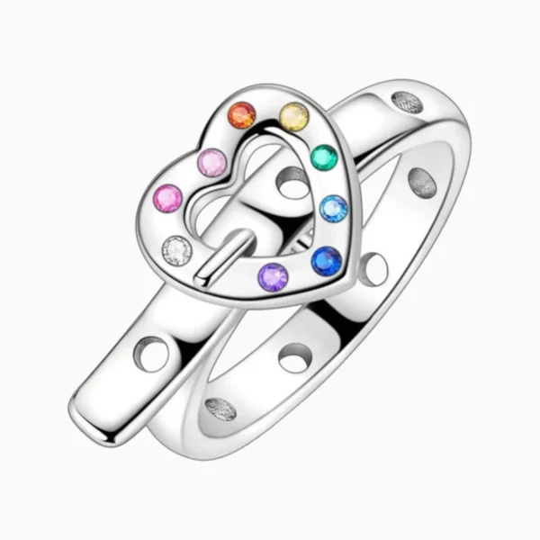 Anillo De Plata Cinturon De Corazon