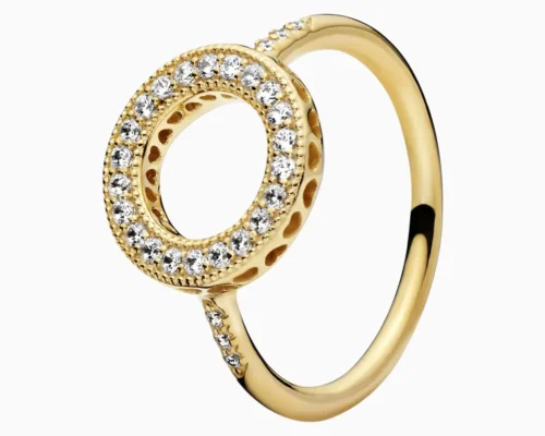 Anillo De Plata Circular Dorado Brillante