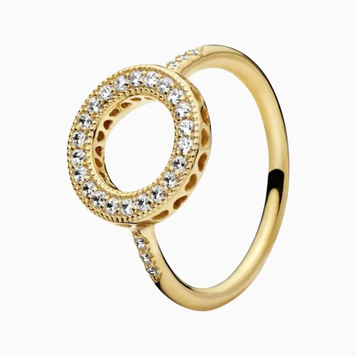 Anillo De Plata Circular Dorado Brillante