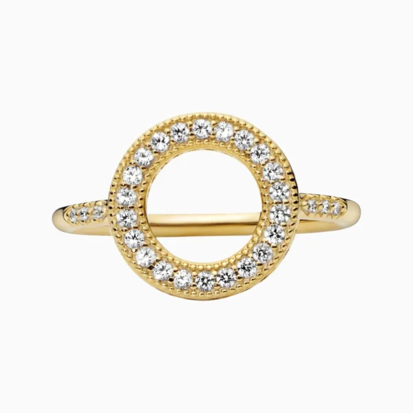 Anillo De Plata Circular Dorado Brillante