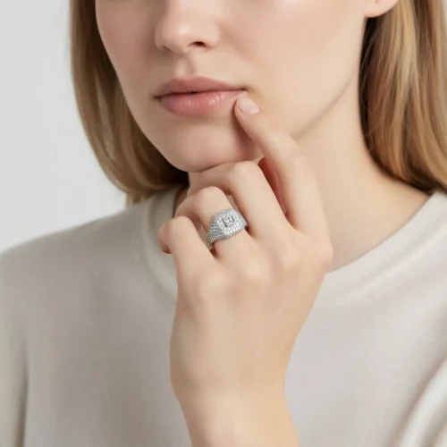 Anillo De Plata Cocktail Cuadro