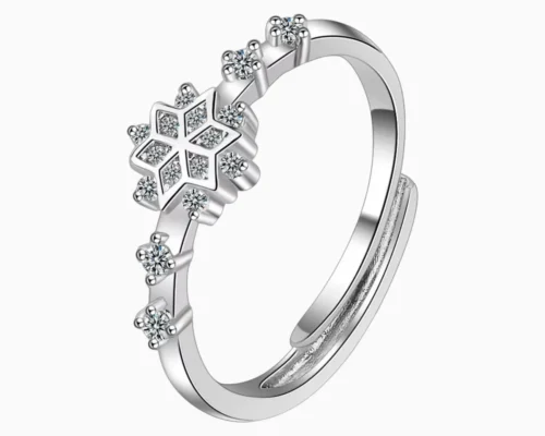 Anillo De Plata Copo De Nieve Ajustable
