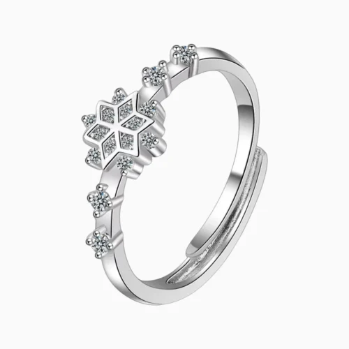 Anillo De Plata Copo De Nieve Ajustable