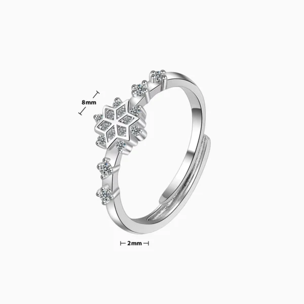 Anillo De Plata Copo De Nieve Ajustable