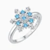 Anillo De Plata Copo De Nieve Azul