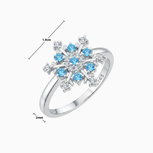 Anillo De Plata Copo De Nieve Azul