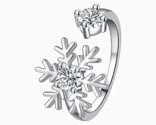 Anillo De Plata Copo De Nieve Brillante