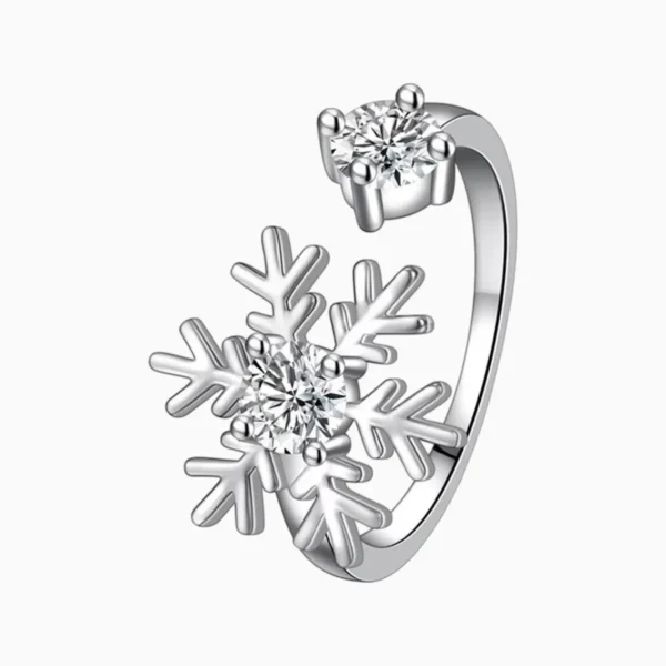 Anillo De Plata Copo De Nieve Brillante