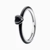 Anillo De Plata Corazon Centro Color Negro