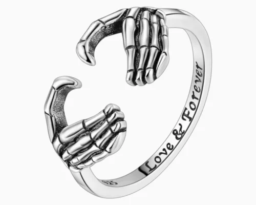 Anillo De Plata Corazon De Manos Ajustable