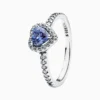 Anillo De Plata Corazón Superior Azul