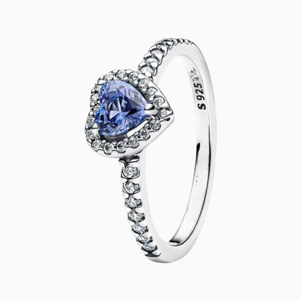 Anillo De Plata Corazón Superior Azul
