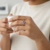 Anillo De Plata Corazón Superior Azul