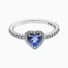Anillo De Plata Corazón Superior Azul