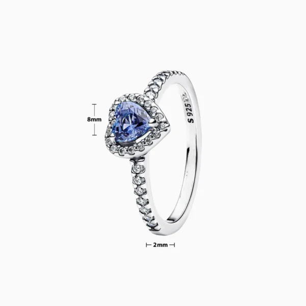 Anillo De Plata Corazón Superior Azul