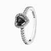 Anillo De Plata Corazon Superior Negro