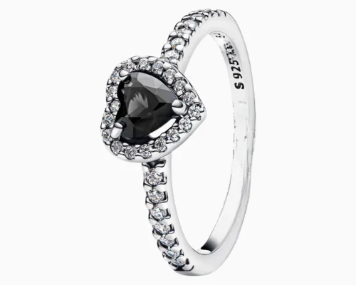 Anillo De Plata Corazon Superior Negro