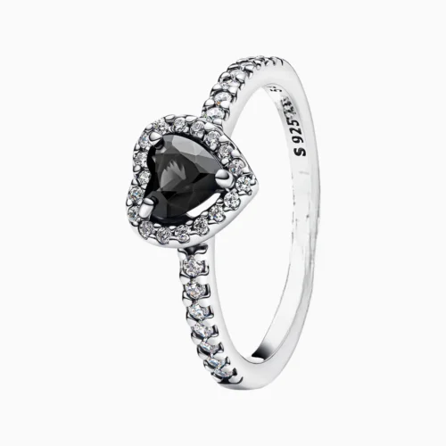 Anillo De Plata Corazon Superior Negro