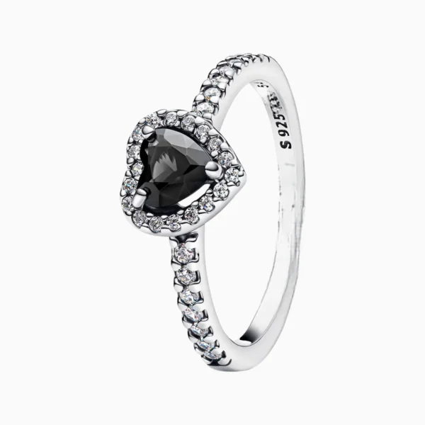 Anillo De Plata Corazon Superior Negro