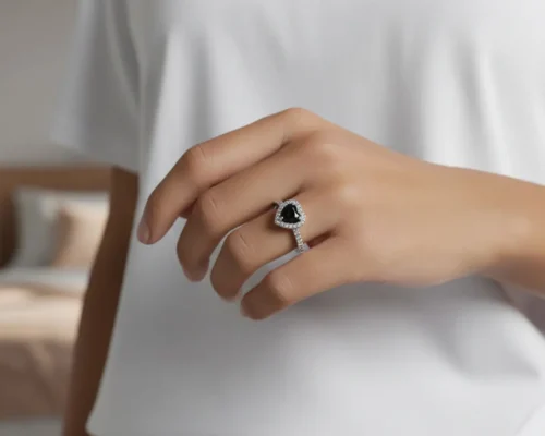 Anillo De Plata Corazon Superior Negro