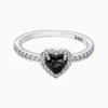 Anillo De Plata Corazon Superior Negro