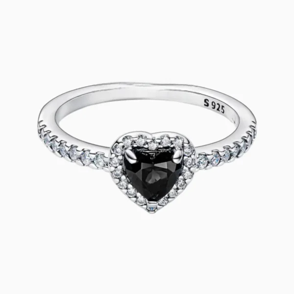 Anillo De Plata Corazon Superior Negro