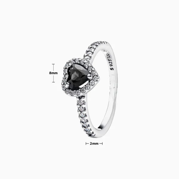 Anillo De Plata Corazon Superior Negro
