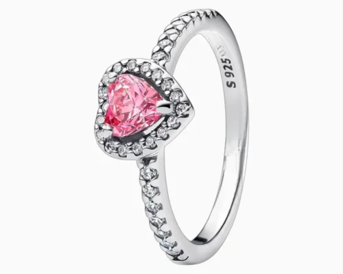 Anillo De Plata Corazon Superior Rosa