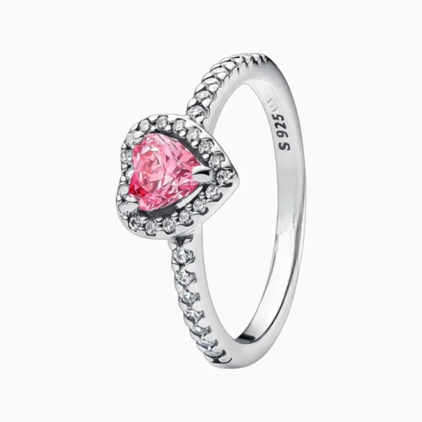 Anillo De Plata Corazon Superior Rosa