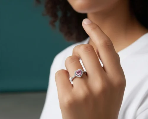 Anillo De Plata Corazon Superior Rosa
