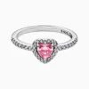 Anillo De Plata Corazon Superior Rosa