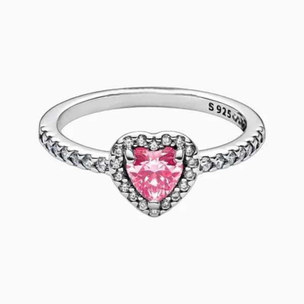 Anillo De Plata Corazon Superior Rosa