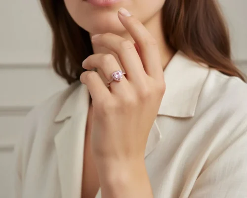 Anillo De Plata Corazon Superior Rosa Total
