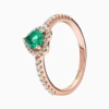 Anillo De Plata Corazón Superior Verde