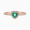 Anillo De Plata Corazón Superior Verde