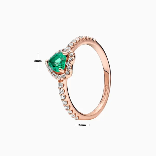 Anillo De Plata Corazón Superior Verde