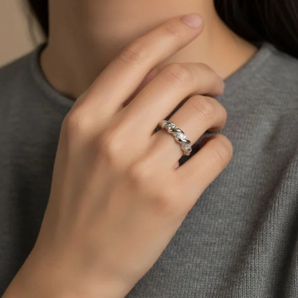 Anillo De Plata Cuerda Brillante
