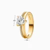 Anillo De Plata Doble Banda Dorado Corazón Anillo De Plata Doble Banda Dorado Corazón