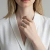 Anillo De Plata Doble Banda Pave