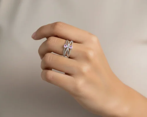 Anillo De Plata Dos Corazones