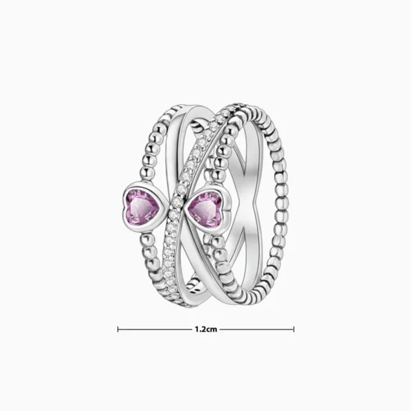 Anillo De Plata Dos Corazones