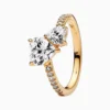 Anillo De Plata Dos Corazones Brillante Dorado