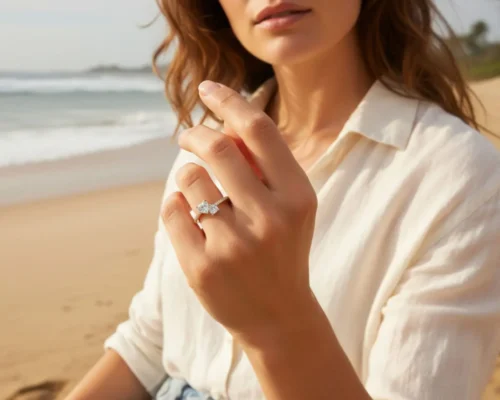 Anillo De Plata Dos Corazones Dorado
