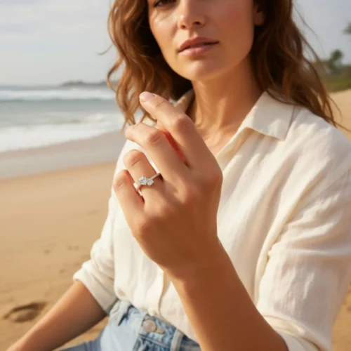 Anillo De Plata Dos Corazones Dorado