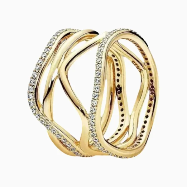Anillo De Plata Entrelazado Dorado