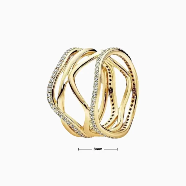 Anillo De Plata Entrelazado Dorado