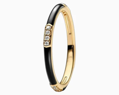 Anillo De Plata Esmalte Negro