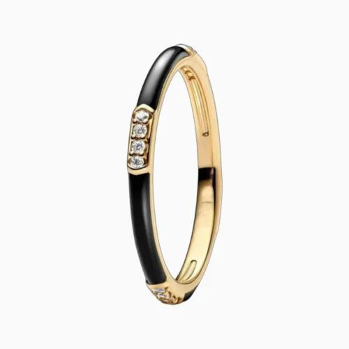 Anillo De Plata Esmalte Negro