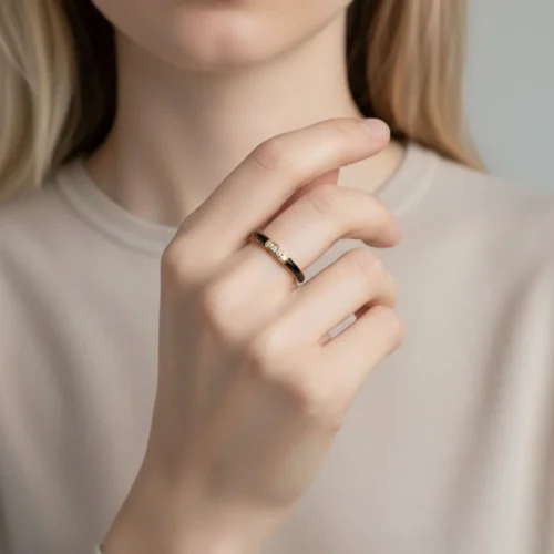 Anillo De Plata Esmalte Negro