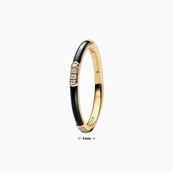 Anillo De Plata Esmalte Negro